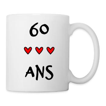 60 ANS. 60e ANNIVERSAIRE. ANNIVERSAIRE 60 ANS - Mug blanc - blanc - Droite