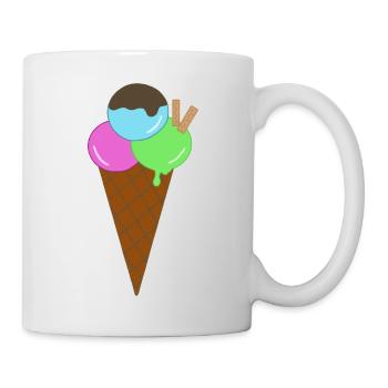 Buntes Eis mit Waffel - Tasse - Weiß - Rechts