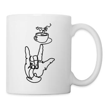 Gebärdensprache I love you Kaffee Geschenk - Tasse - Weiß - Rechts