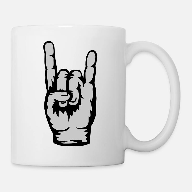 Handzeichen Heavy Metal Logo - Tasse - Weiß