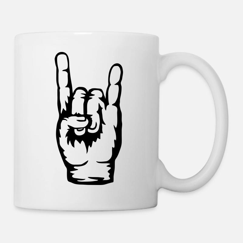Logo Heavy Metal Handzeichen - Tasse - Weiß