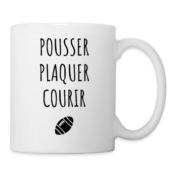Pousser plaquer courir rugby - Mug blanc - blanc - Droite