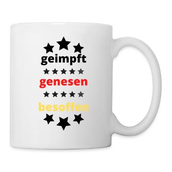Geimpft Genesen Besoffen T-Shirt - Tasse - Weiß - Rechts