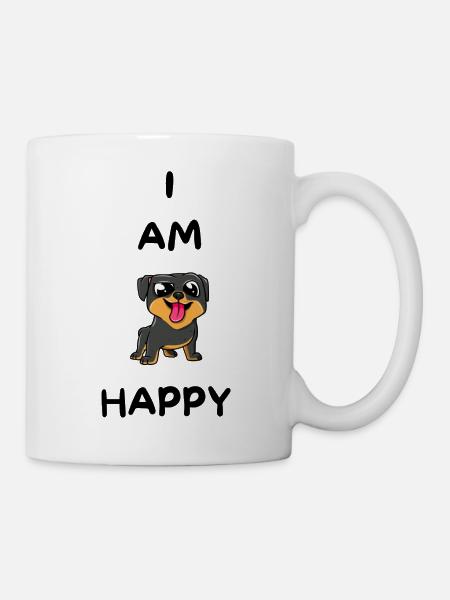 I AM HAPPY - Migon Dog - Funny Gift - Mug - white