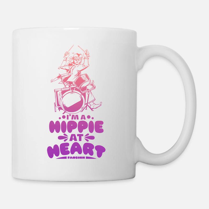 Hippie plays drums - Mug - white