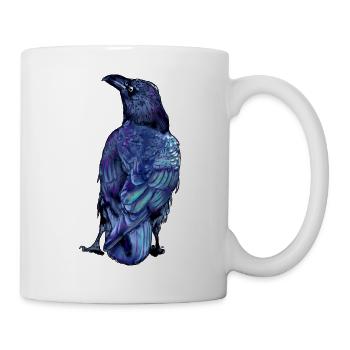 Bunter Rabe mit irisierenden Federn schillernd - Tasse - Weiß - Rechts