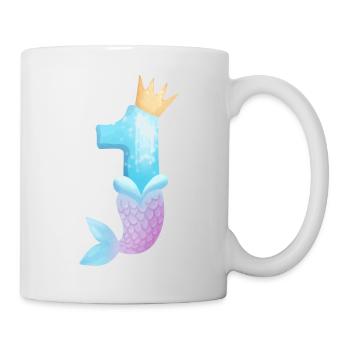 Geburtstag Meerjungfrau Zahl 1 Jahr Alt Baby Kind - Tasse - Weiß - Rechts