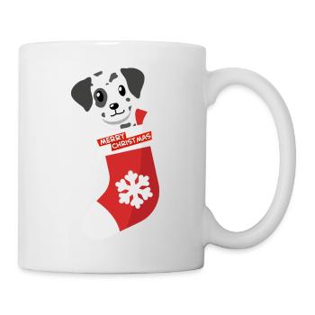 Pfotschafter X-Mas - Dalmatian in Santa Claus boot - Mug - white - Right