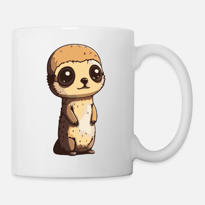 Comic Cute Kawaii Sticker Meerkat Squirrel 1 - Mug - white