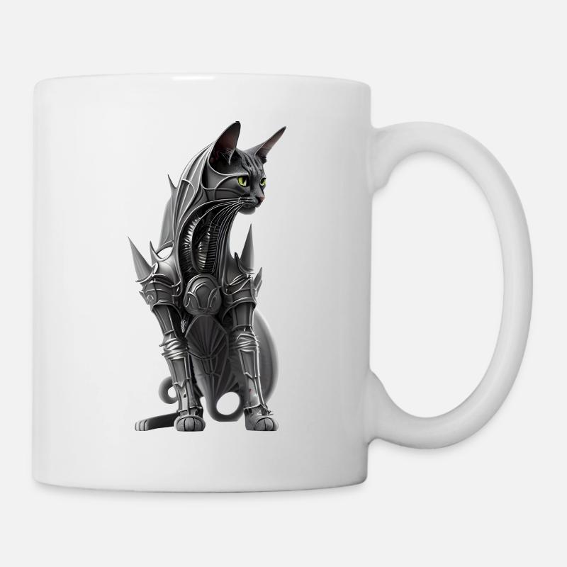Chat en armure biomécanique - Mug blanc - blanc