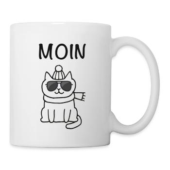 Moin Katze mit Sonnenbrille - Tasse - Weiß - Rechts