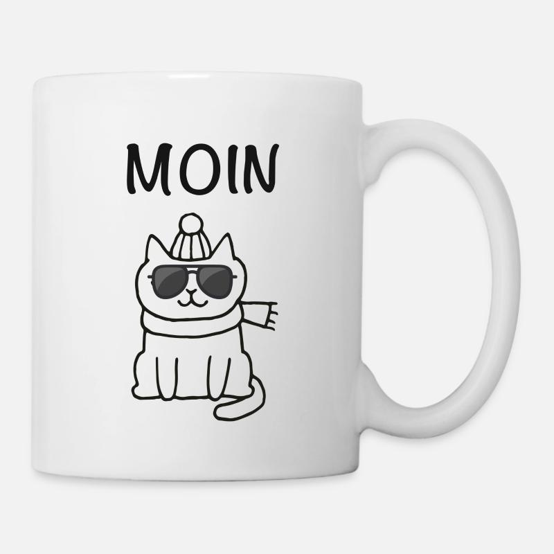 Moin Katze mit Sonnenbrille - Tasse - Weiß