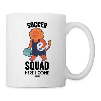 Leo goes to football training - Mug - white - Right