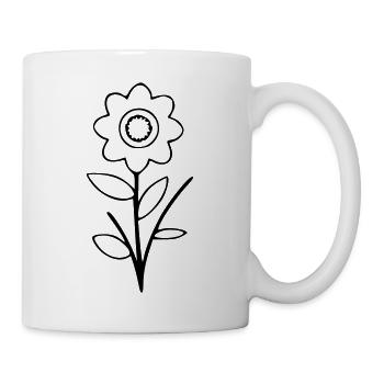 Blume Zeichnung Natur Skizze schwarz - Tasse - Weiß - Rechts