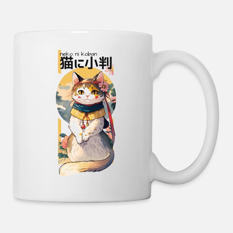 « Neko ni Koban » - chat - Mug blanc - blanc