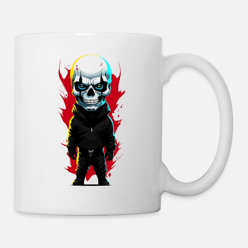 Kleiner Mann mit Totenkopf - Tasse - Weiß