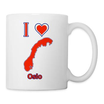 Norway map flag with the city of Oslo - Mug - white - Right