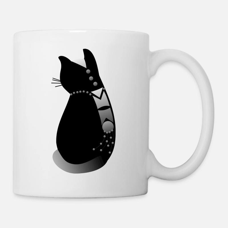 Tender and decorated black cat - Mug - white