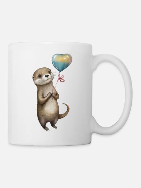Otter Herz Aquarell - Tasse - Weiß