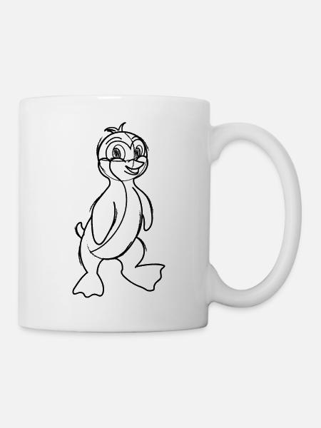 Pinguin-Karikatur - Tasse - Weiß