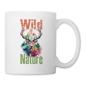 Cerf Nature sauvage Bois Forêt animale Montagnes sauvages - Mug blanc - blanc - Droite