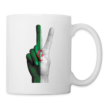 Algerian flag signs victory - Mug - white - Right