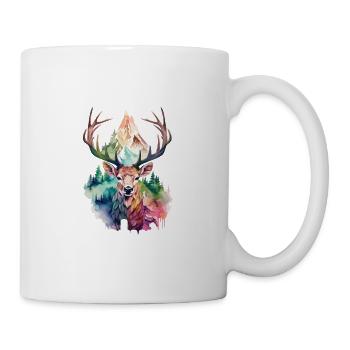 Cerf Nature sauvage Bois Forêt animale Montagnes sauvages - Mug blanc - blanc - Droite