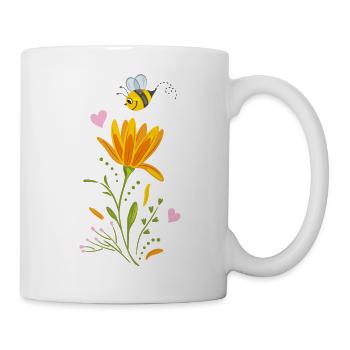Cute floral design with bee - Mug - white - Right