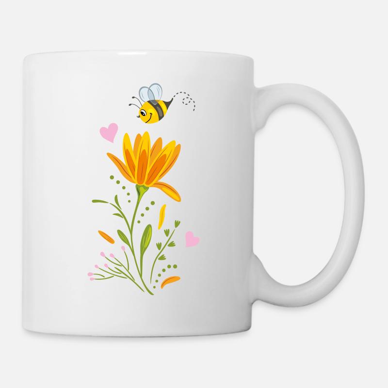 Cute floral design with bee - Mug - white