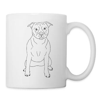 Staffordshire Bullterrier - Tasse - Weiß - Rechts