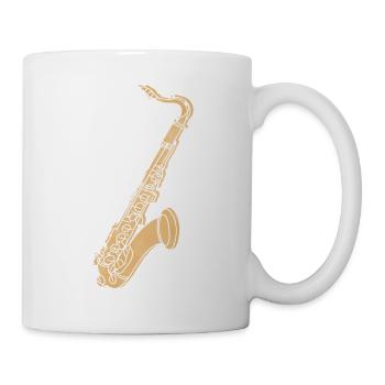 « Saxophone », Boho Line Art Design, série « Music » - Mug blanc - blanc - Droite