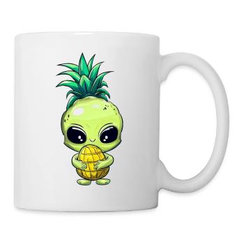 Pineapple Hair Alien: Green & Funny - Mug - white - Right
