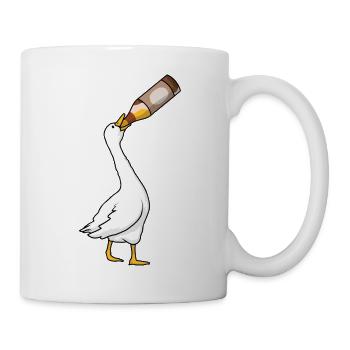 Bierflasche Trinkende Gans Betrunkene Alkohol - Tasse - Weiß - Rechts