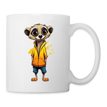 friendly meerkat cartoon - Mug - white - Right