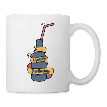 Happy Birthday, bottle with straw - Mug - white - Right
