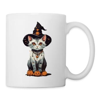 Hexen Katze Halloween Magie Cartoon - Tasse - Weiß - Rechts
