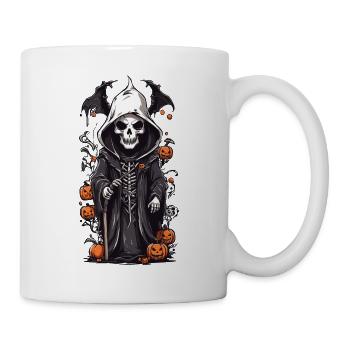 Skeleton Magician Halloween Cartoon Illustration - Mug - white - Right