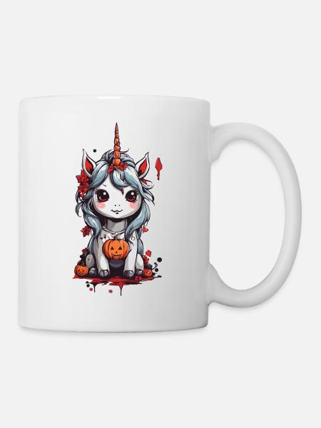 Chibi Halloween Licorne Manga Art - Mug blanc - blanc