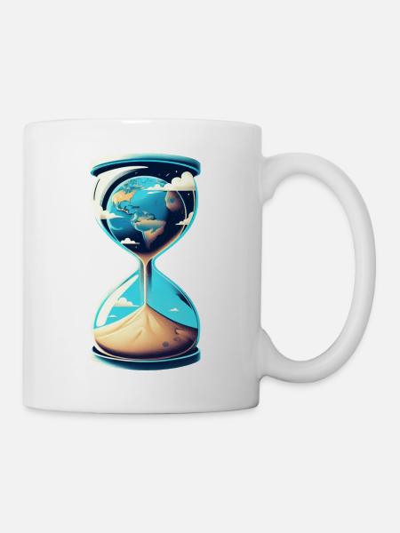 Erde in Sanduhr - Umweltbewusstsein - Tasse - Weiß