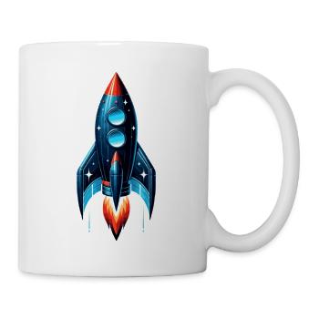 Rakete mit Sternen | Spaceship - Tasse - Weiß - Rechts