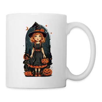 Retro Halloween Hexe Kürbis Mädchen Design - Tasse - Weiß - Rechts