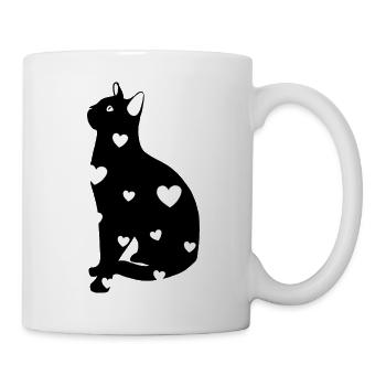 Black Cat and Hearts - Mug - white - Right