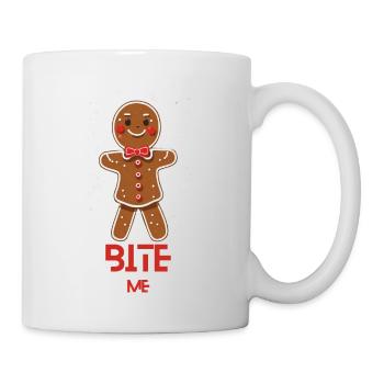 Christmas, Gigerbread man design: ''Bite me'' - Mug - white - Right