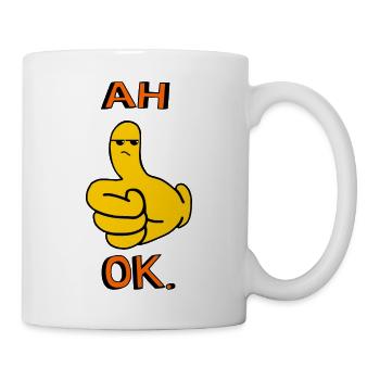 Ah Okay Funny Thumbs Up Annoyed Cartoon Text Mood - Mug - white - Right