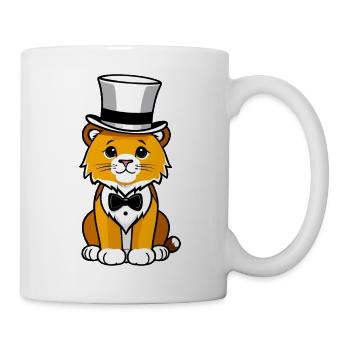 Lion mignon avec un chapeau et nœud papillon - Mug blanc - blanc - Droite