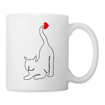 Chat cœur - idée cadeau amoureux du chat - Mug blanc - blanc - Droite