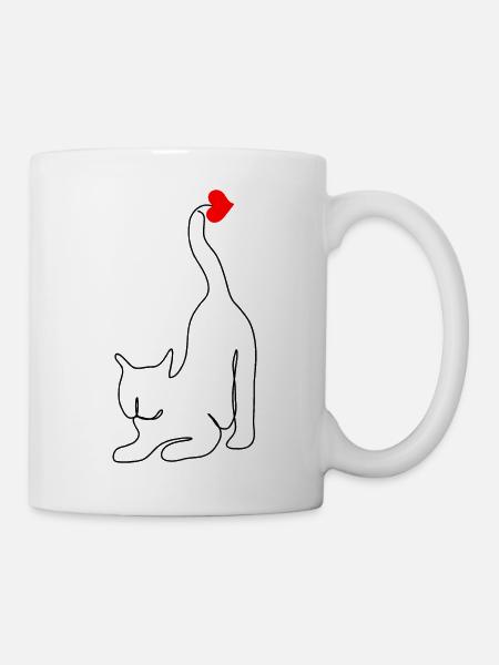 Katzenherz - Katzenliebhaber Geschenkidee - Tasse - Weiß