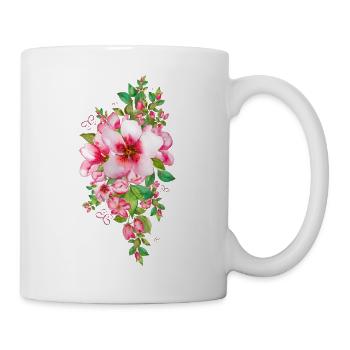 Pink blossom flowers. - Tasse - Weiß - Rechts