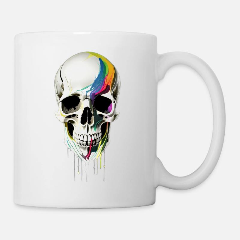Crâne avec de la peinture qui coule dessus - Mug blanc - blanc