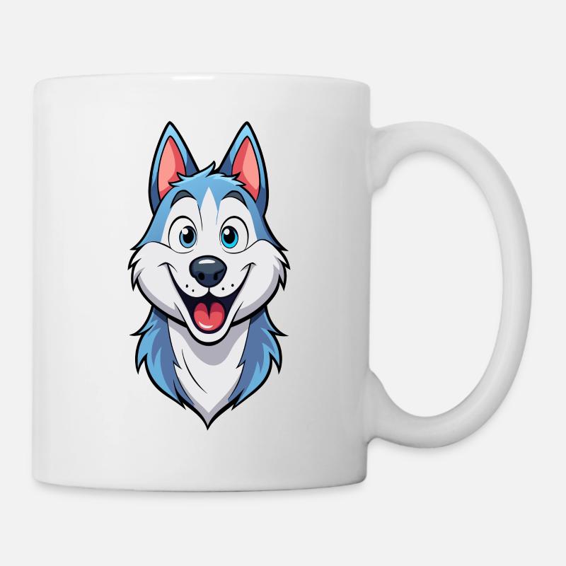 Mischievous Grinning Husky Artwork - Mug - white